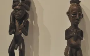 Nkole Luba Figure (left), carved wood, the Luba people; Yaka Figure (right) carved wood, the Yaka people; the Democratic Republic of Congo
