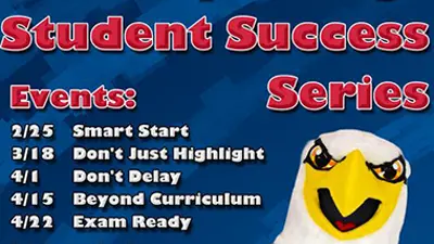 Student Success Series Graphic with photo of Archie Eagle