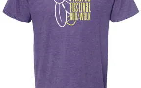 Purple t-shirt with Firefly Festival Run/Walk logo printed on the chest.