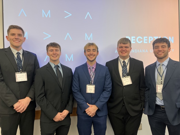 Five students at reception