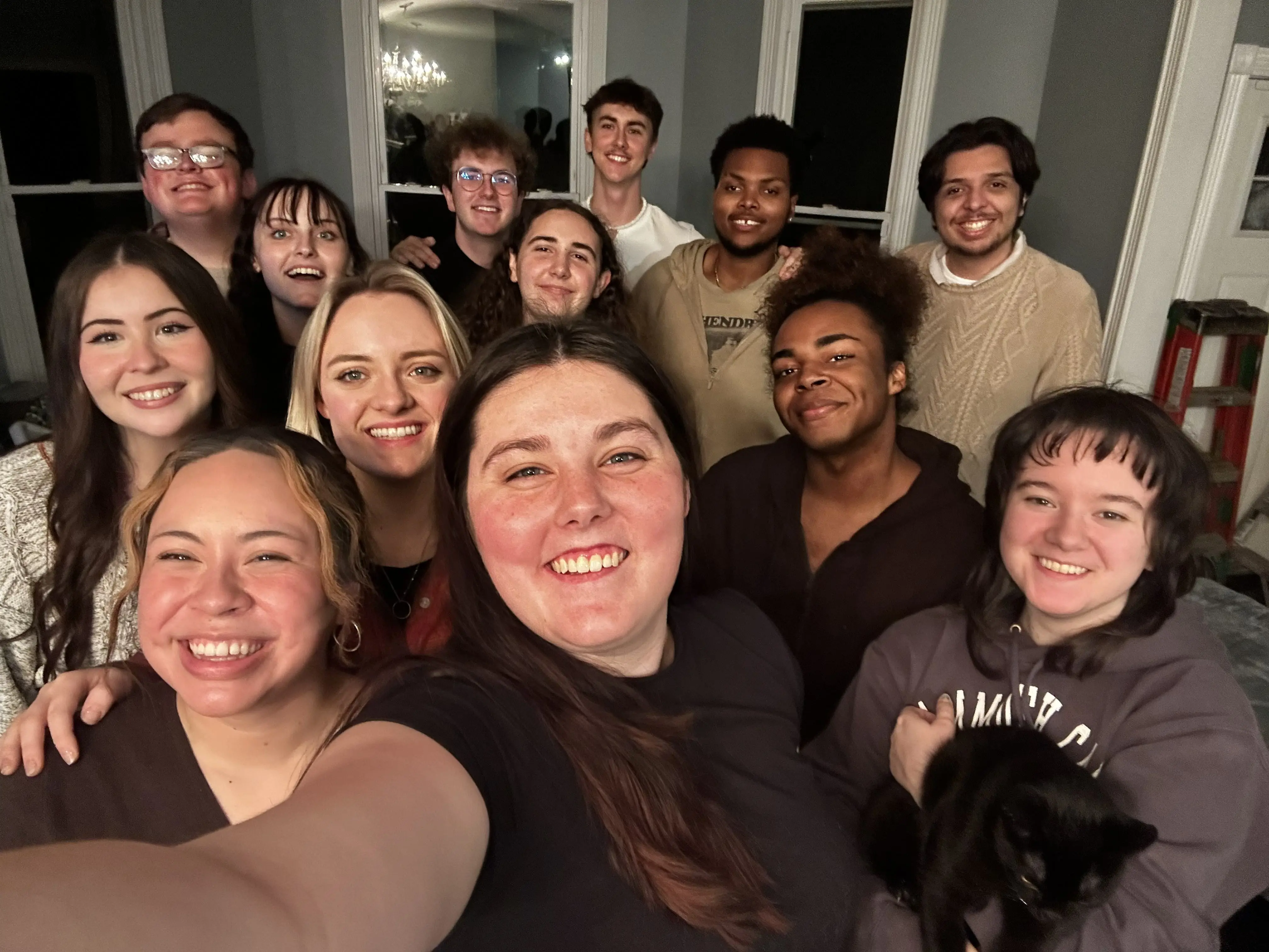 Overhead selfie of a group of students