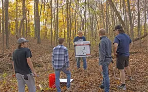 Students help install directional signage on the Bent Twig Trails at the 1st Trail Clean Up and Week Wrangle. 