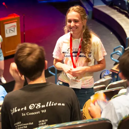 Welcome week leaders at spirit event
