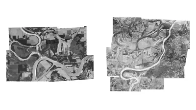 Artwork depicting Aerial views of the Wabash and White Rivers by Makenzie Goodman and Adam Stacey