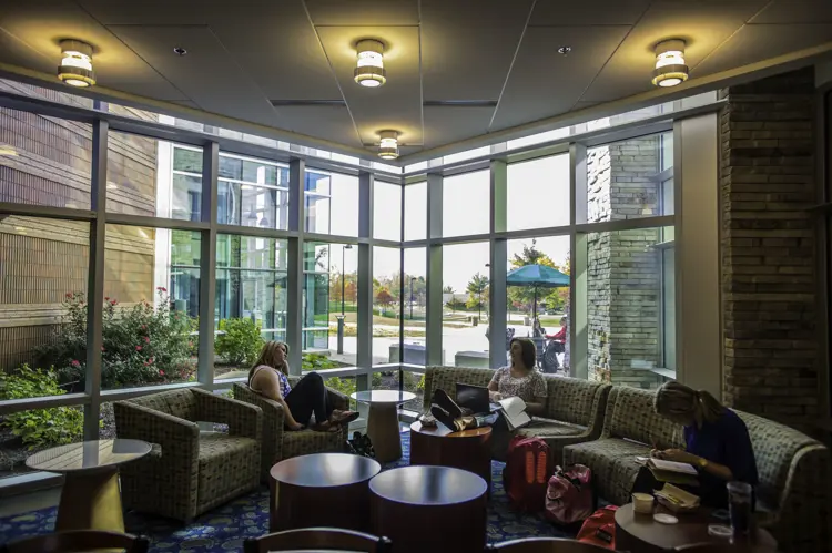 Students sitting inside University Center East