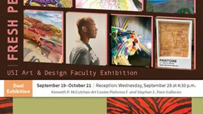 Exhibition poster featuring art from the exhibition artists