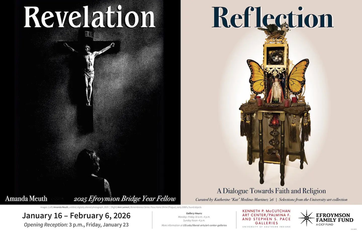 Image of crucifiction and image of embellished altar