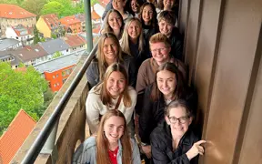 Students atop a tall tower in Germany