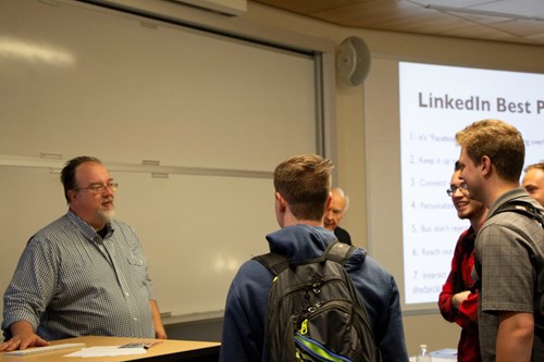Students talk to Deckers