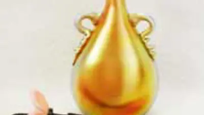 Gold Aurene Perfume with Rigaree and full length flower stopper from the Shovers' collection