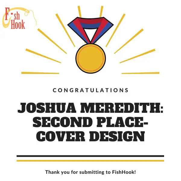 "Congratulations" graphic with medal - Joshua Meredith: Second Place for Cover Design