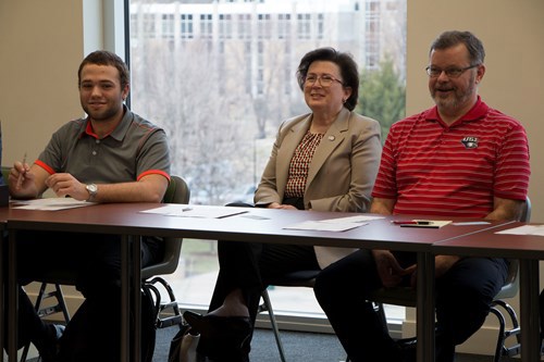 Bennett with club president and faculty advisor