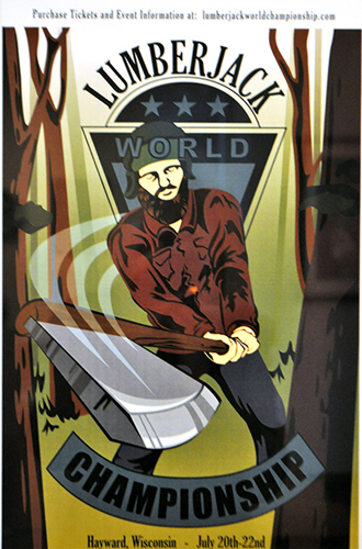 Lumberjack World Championship, digital print, Lydia Wheatley, 2017