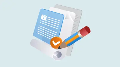 Graphic image of a clipboard with a pencil editing text