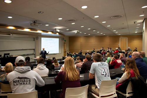 Students watching Nickels presentation