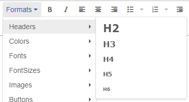 Format Headers Dropdown