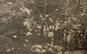 A 1968 newspaper clipping about the first ISU-E class held on campus-at the outdoor amphitheater on USI's trails. 