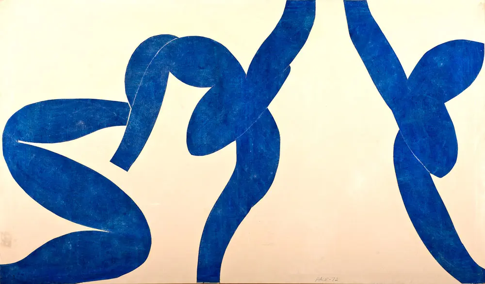 Dancers, Blue on White painting