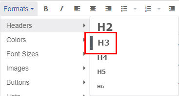 Formats Selected Header