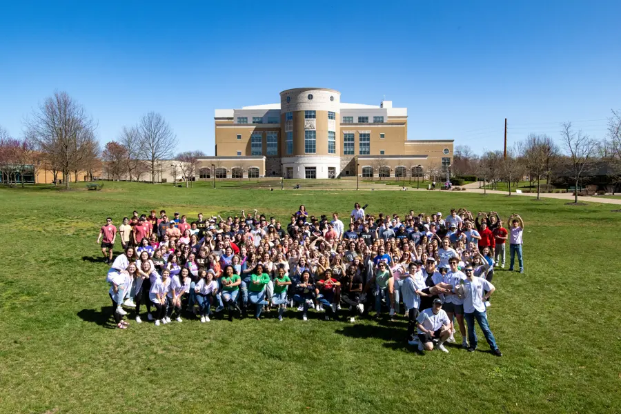All Greek photo including students from all chapters on The Quad