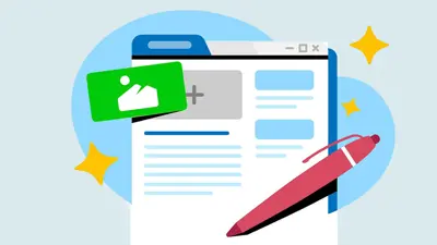 Graphic image of a web browser tab with a pen, simulating editing