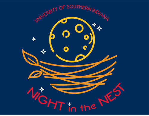 Night in the Nest graphic of nest with a moon