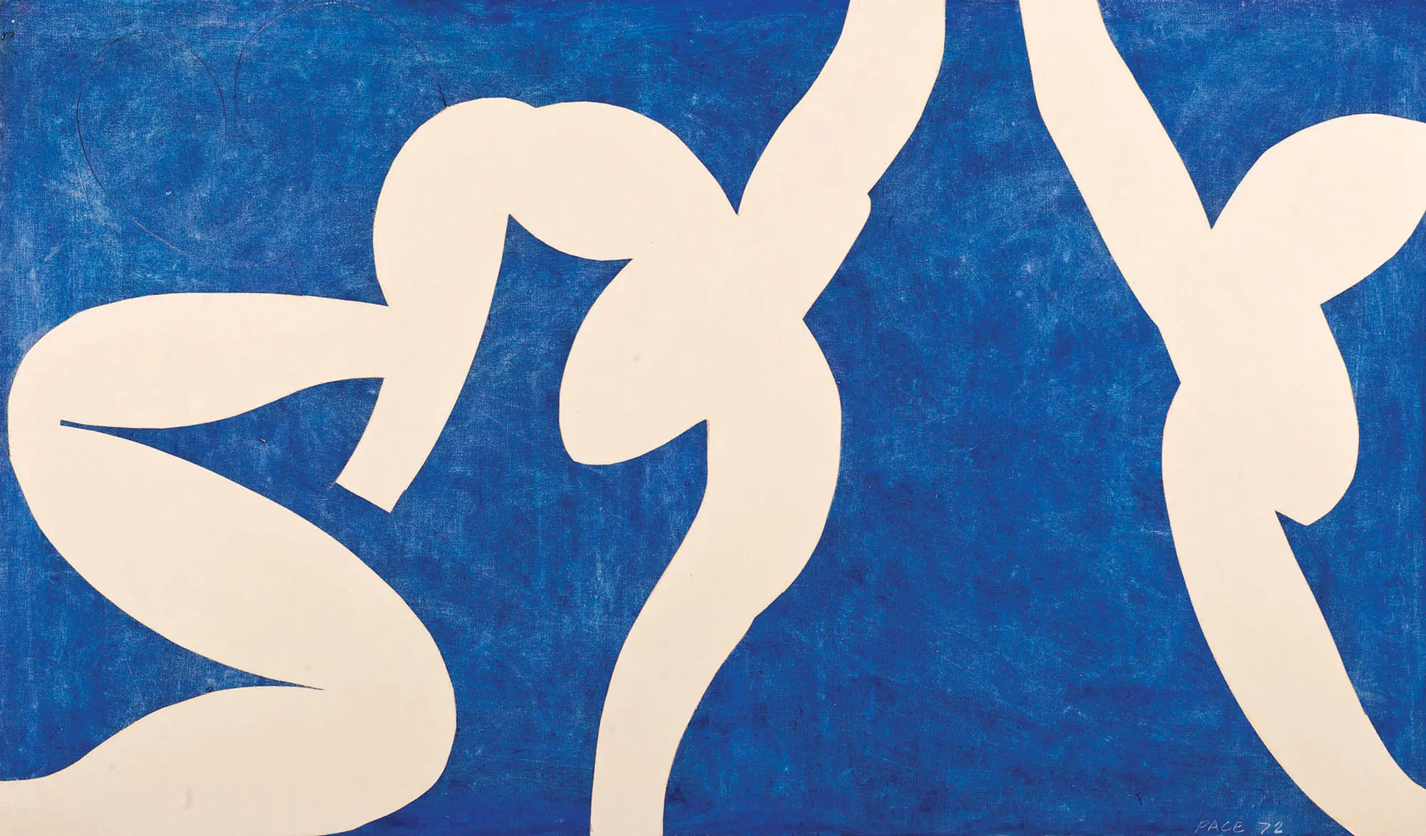 Dancers, White on Blue painting