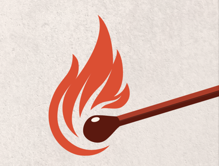 illustration of a lit matchstick and small flame