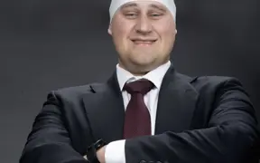 A member of the homecoming court wears a USI swim cap in one of his homecoming photos.