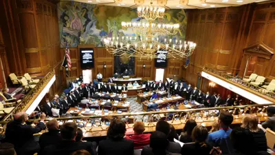 USI students watch state legislators from the gallery of the Indiana Statehouse