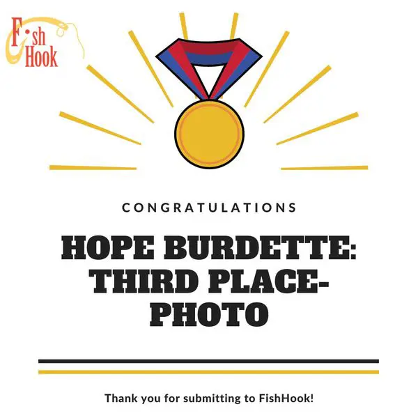 "Congratulations" graphic with medal - Hope Burdette: Third Place for Photo
