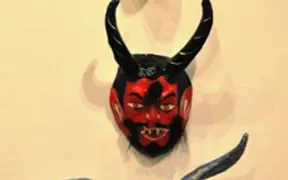 Trio of Demon Carnival Masks, former plastic and paint, Mexico