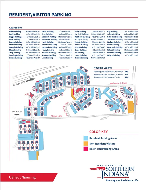 Apartment resident and visitor parking areas