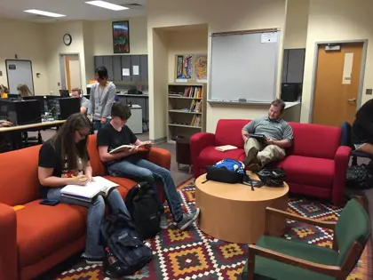 Language Students Studying in the Miller Language Lab