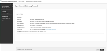 Screenshot of Instructions loading on Blackboard