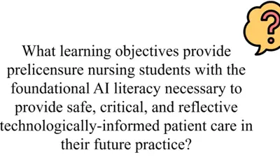 Text about learning objectives for AI literacy for nursing students