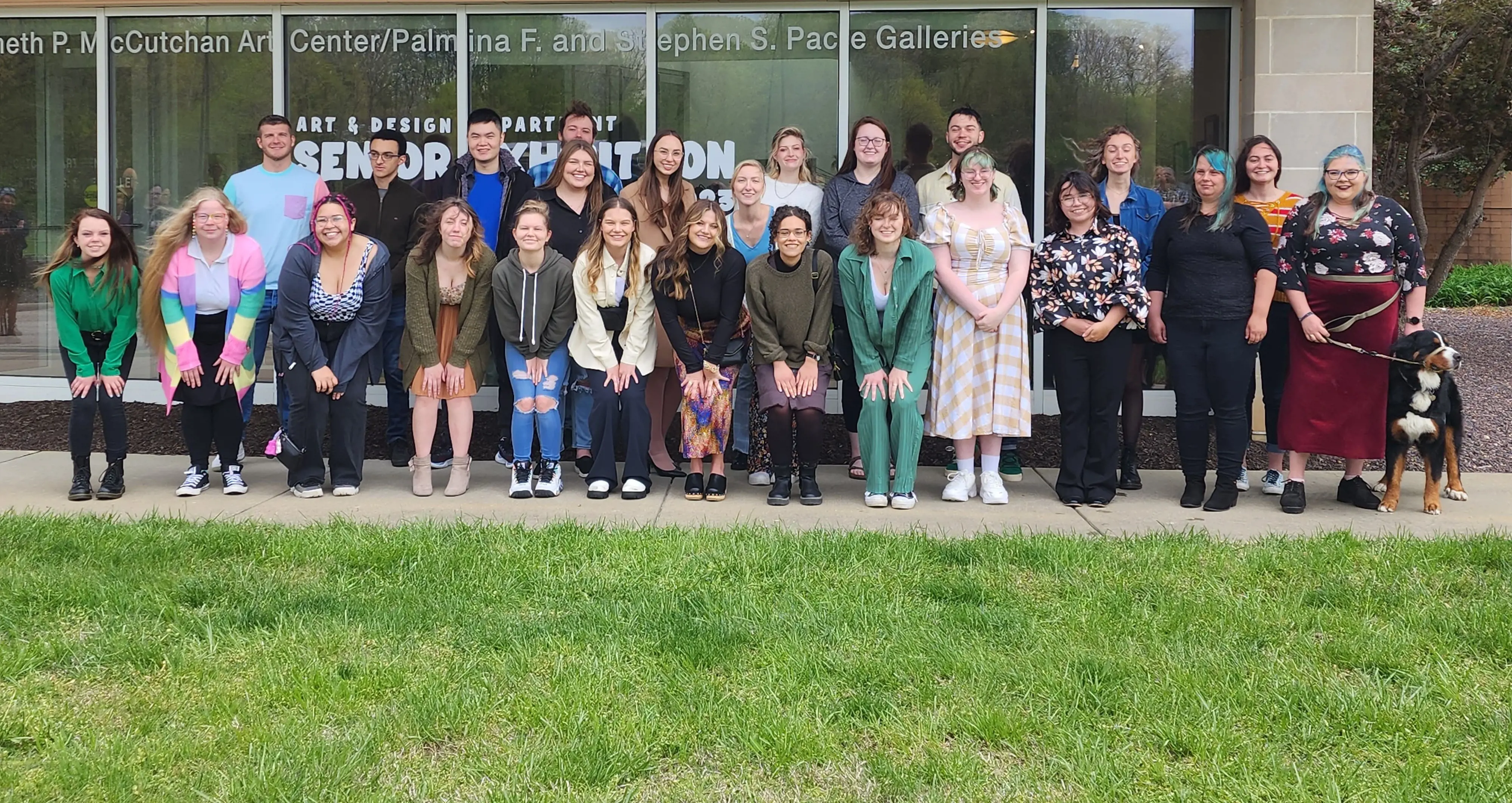 2023 Exhibiting Seniors Photo of group of seniors in front of the Gallery
